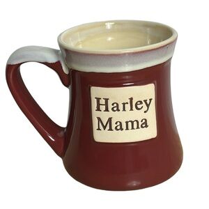 Vintage HARLEY MAMA ceramic mug red and white coffee mug